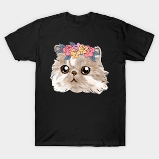 cream cat girl head _ Bunniesmee T-Shirt